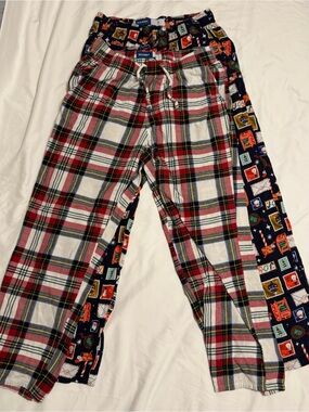 Old Navy Red Plaid and Navy Holiday Print Kids Pajama Bottoms